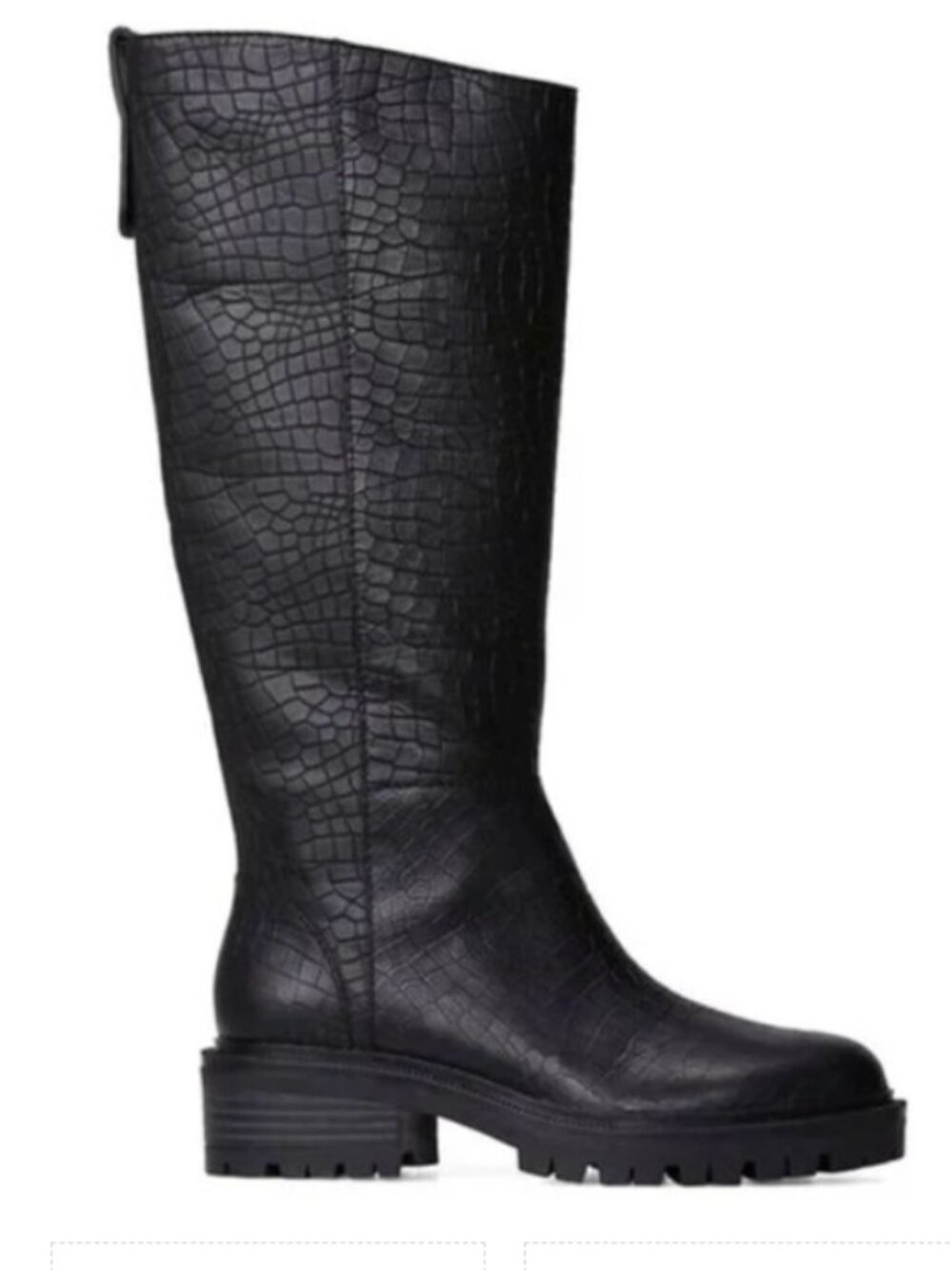 Paige Bella Croc Embossed Black Leather Riding boots size 8.5 Lug Sole